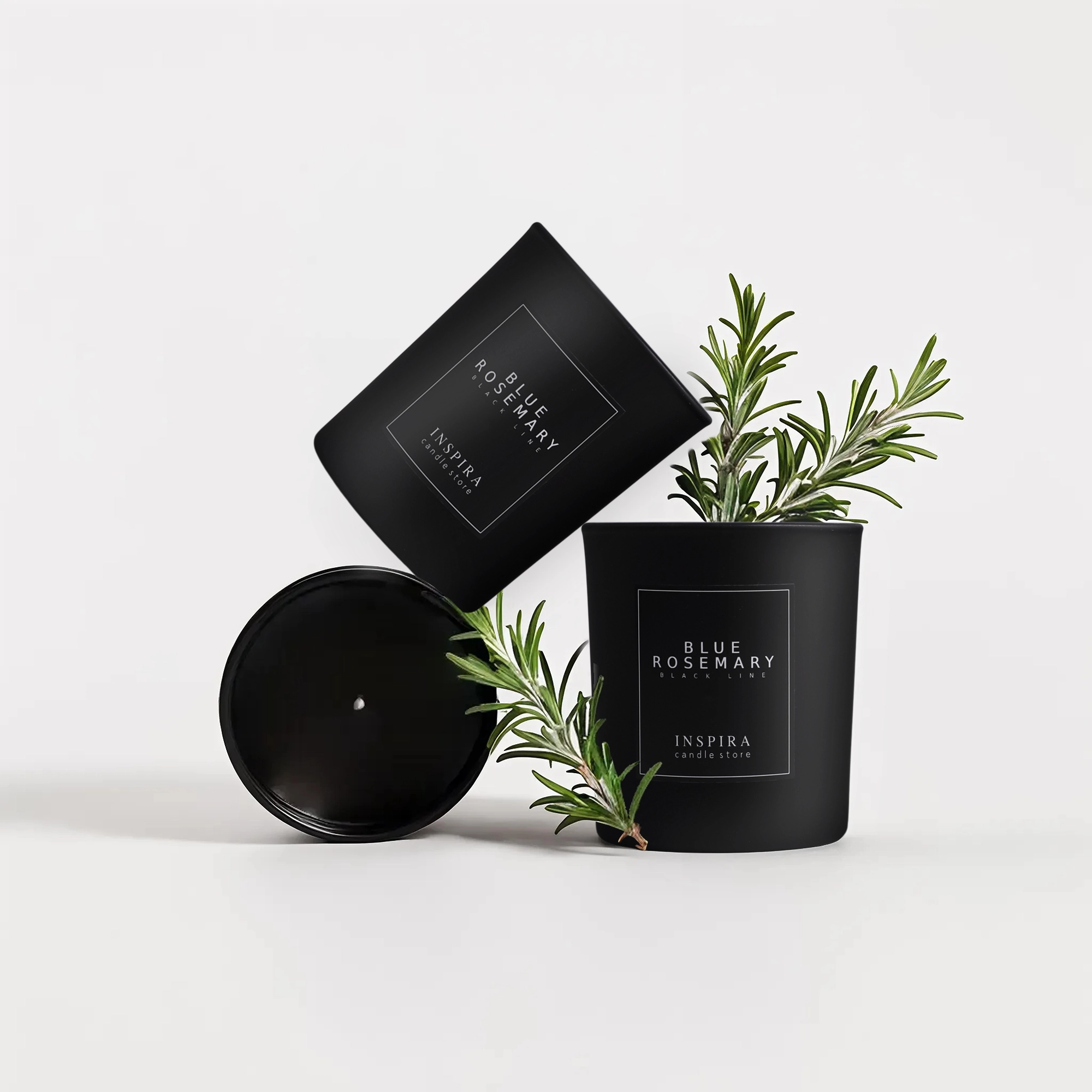 Świeca sojowa zapachowa Blue Rosemary, czarny wosk