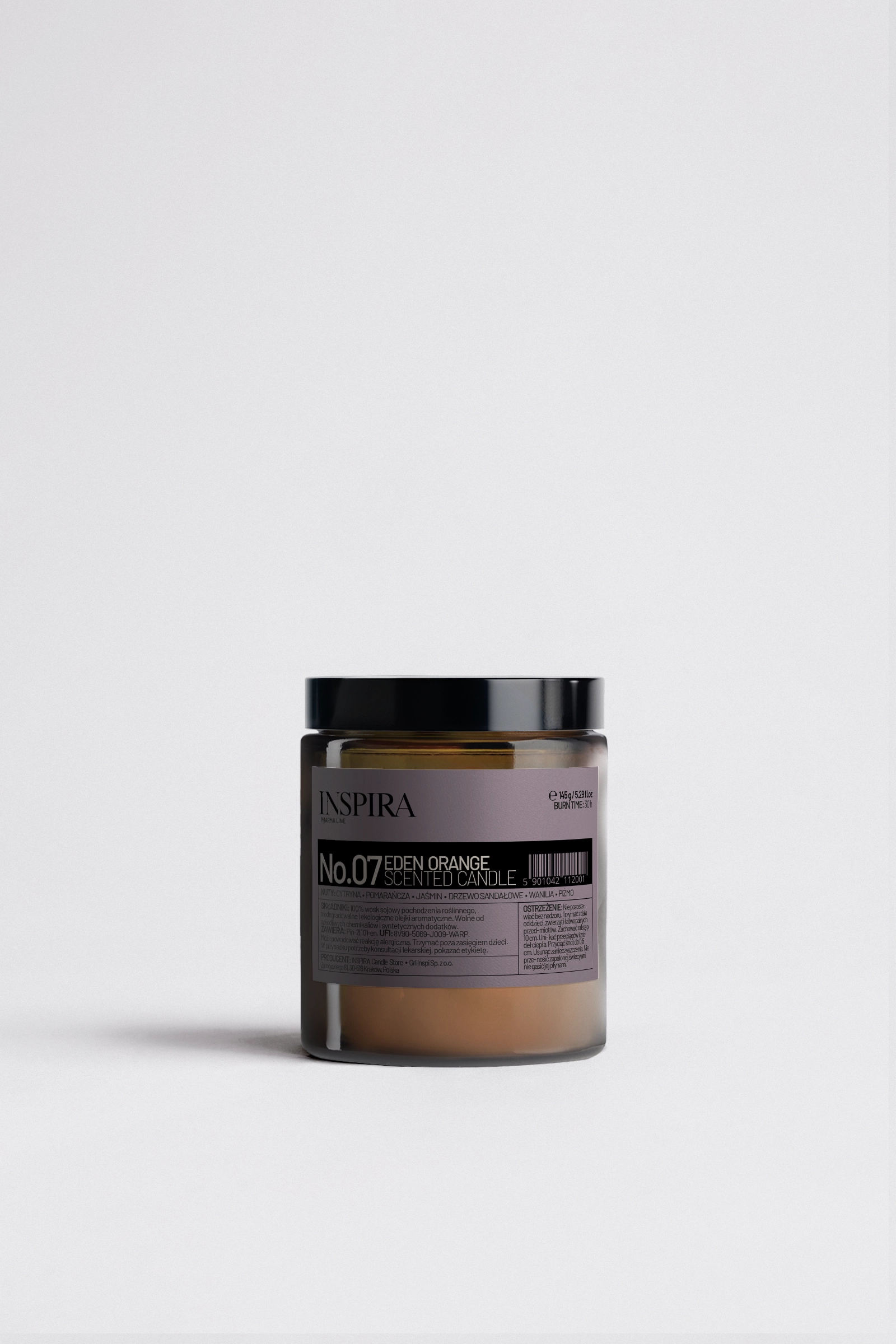 świeca sojowa zapachowa eden orange 180 ml w słoiku z zakrętką