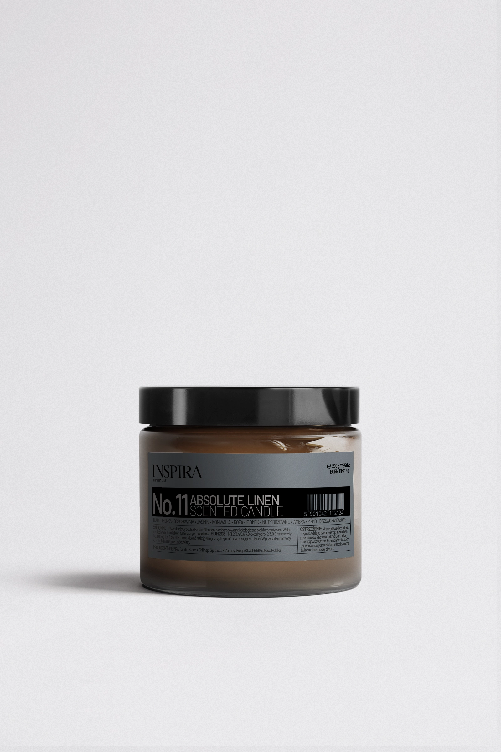 Świeca sojowa zapachowa Absolute linen 250 ml w słoiczku z zakrętką dwu knotowa