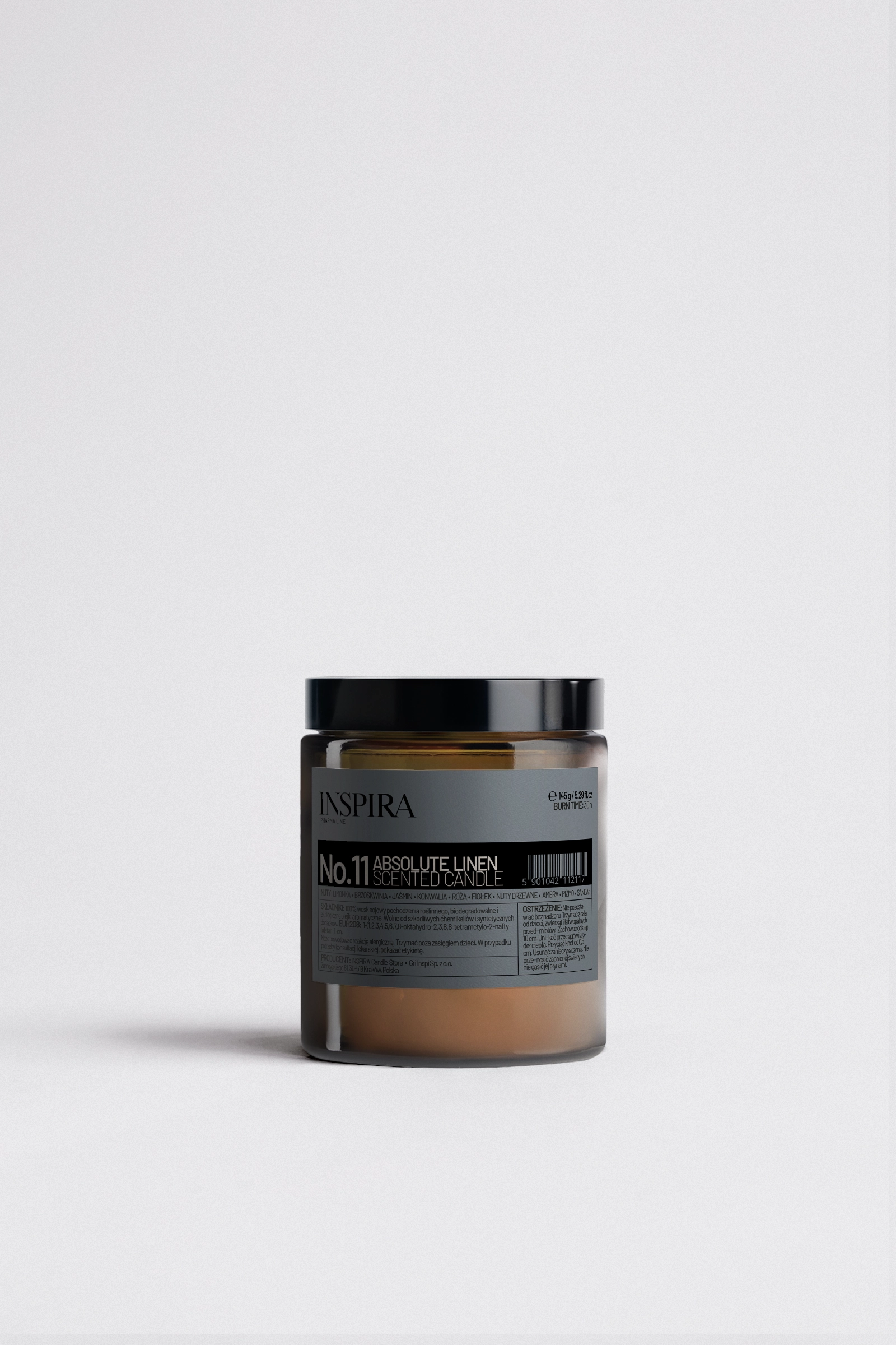 Świeca sojowa zapachowa Absolute linen 180 ml w słoiczku z zakrętką