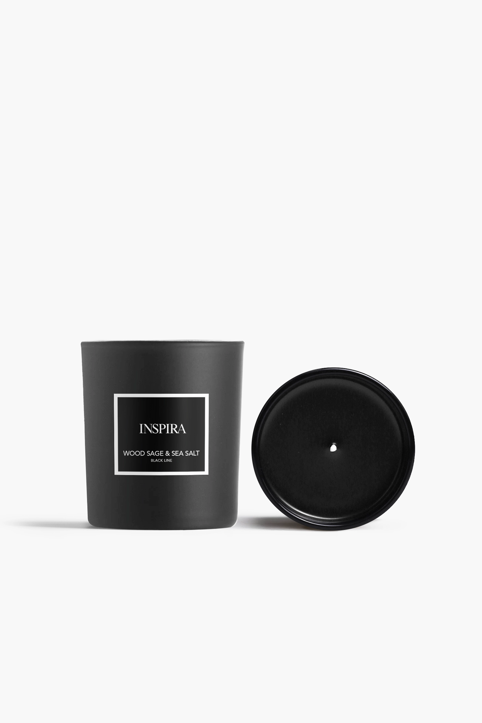 Świeca sojowa o zapachu szałwii  i soli morskiej, czarny wosk, czarne szkło. Wood sage &amp; Sea Salt