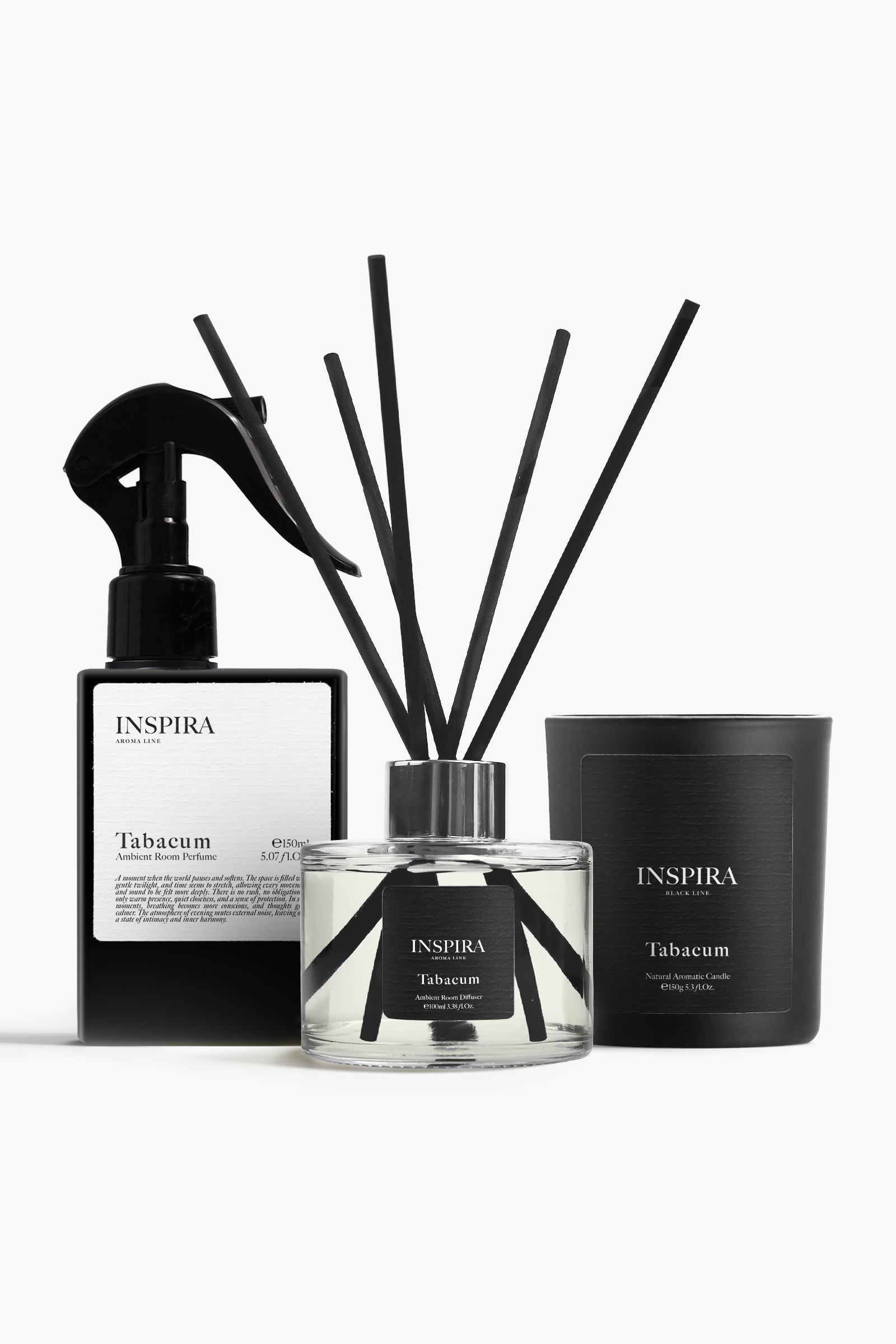 Zestaw zapachowy świeca dyfuzor i perfumy do domu o zapachu wanilii i tytoniu vanilla tobacco Tabacum