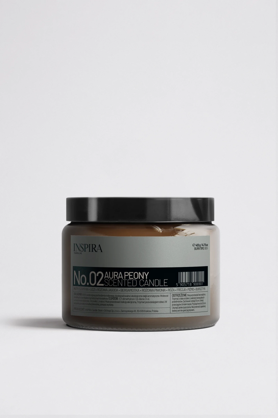Świeca duża sojowa o zapachu piwonii 250 ml trzy knoty bawełniane