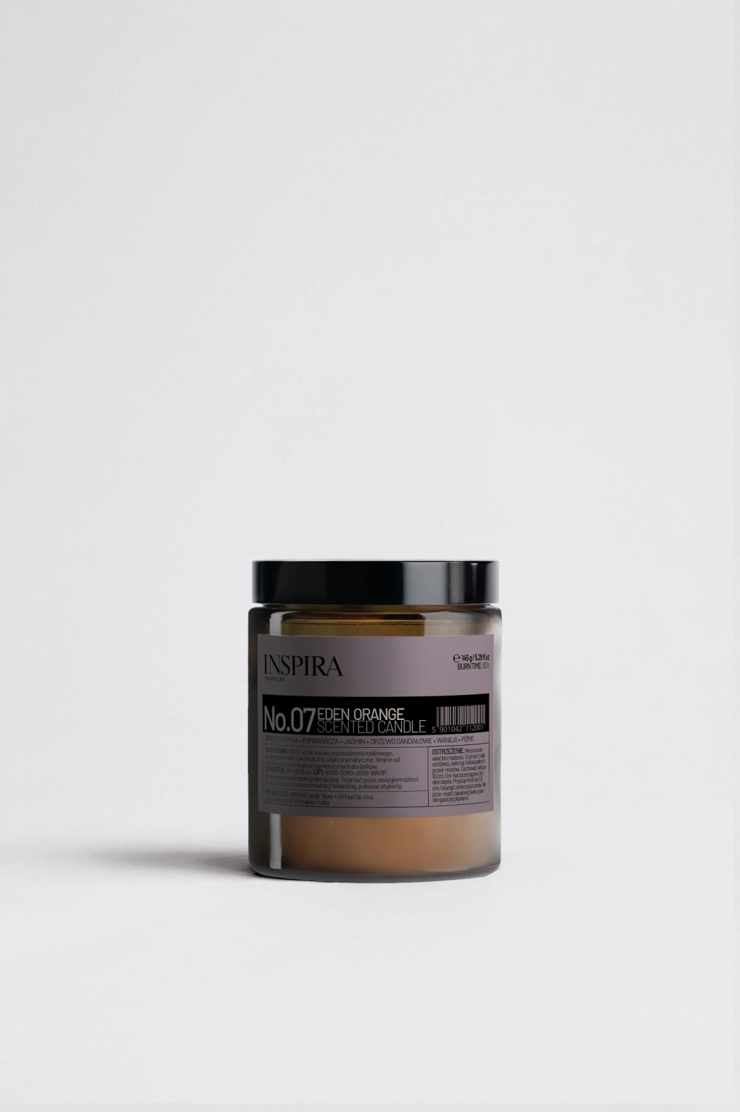świeca sojowa zapachowa eden orange 180 ml w słoiku z zakrętką