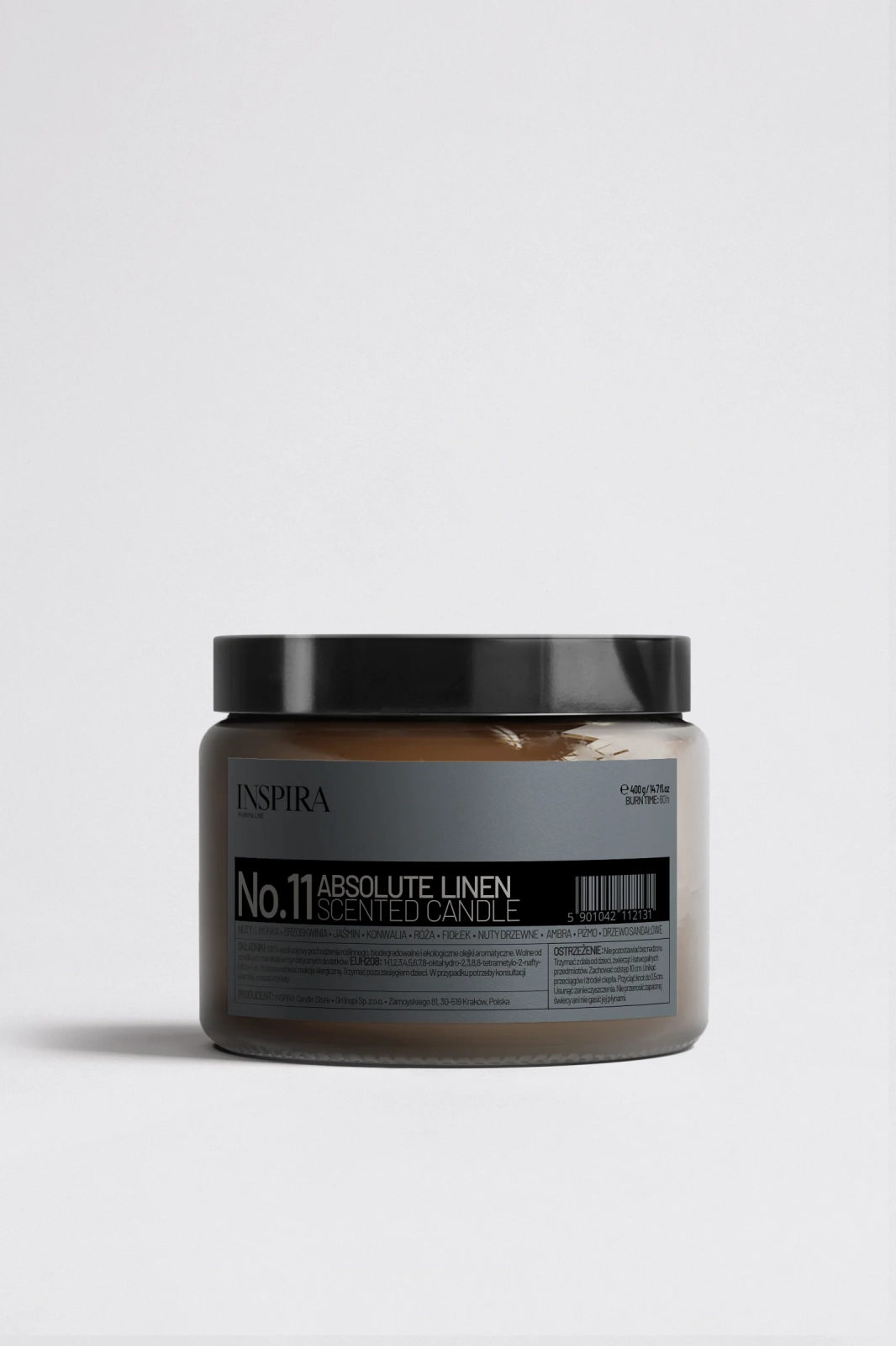 Duża świeca sojowa zapachowa Absolute linen 500 ml w słoiczku z zakrętką trzy knotowa