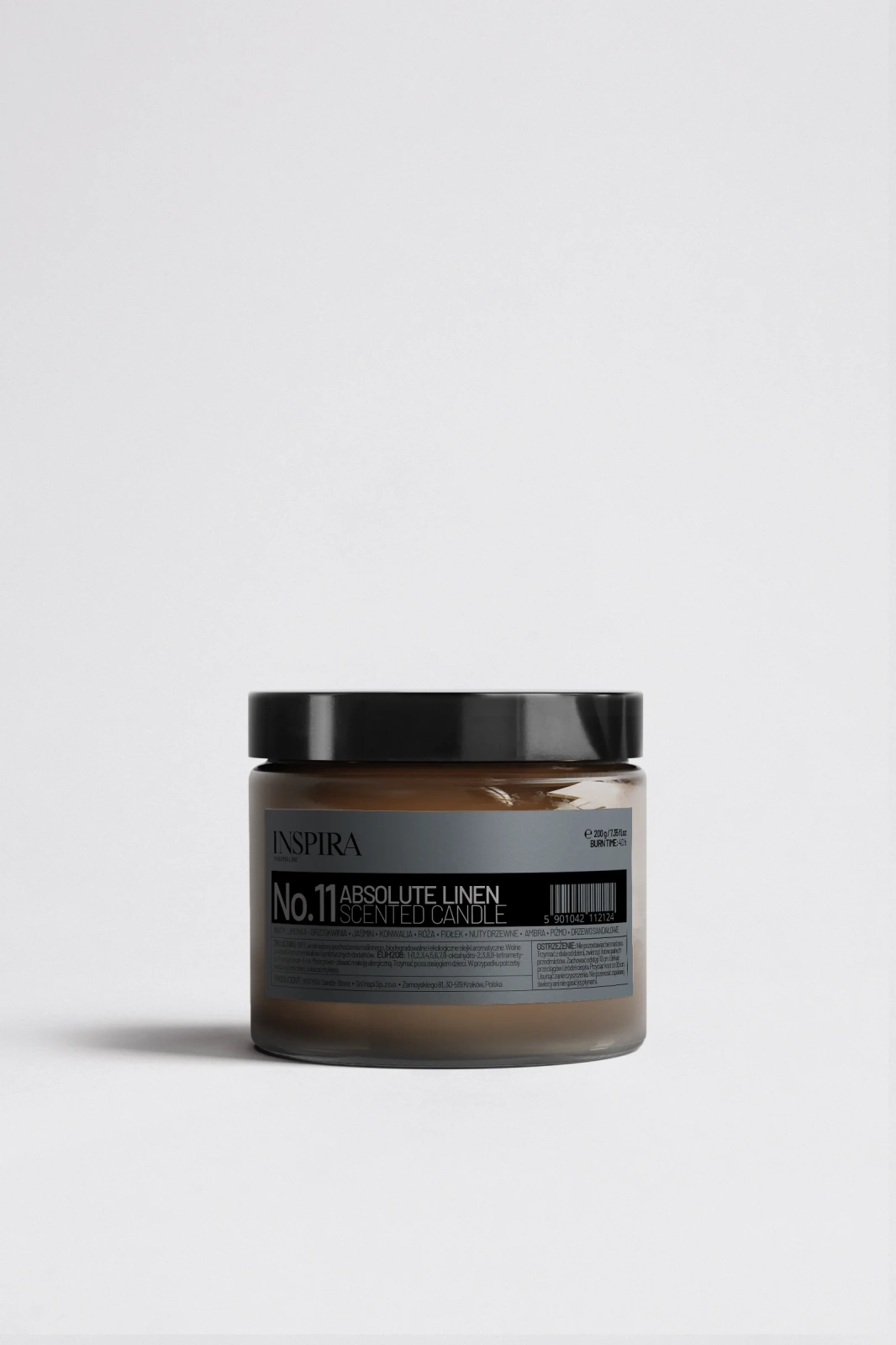 Świeca sojowa zapachowa Absolute linen 250 ml w słoiczku z zakrętką dwu knotowa